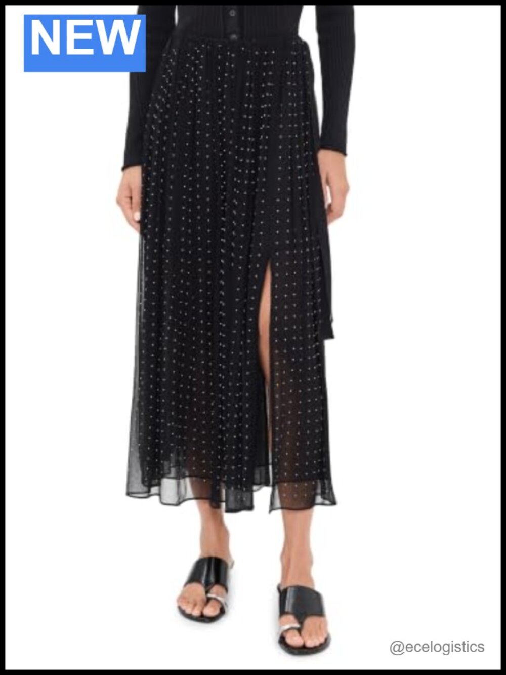Vince Women's Heat Set Dot Sheer Gathered Midi Skirt with Zip